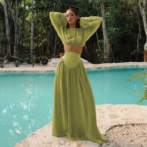 PADO CORSET MAXI SKIRT - LIME